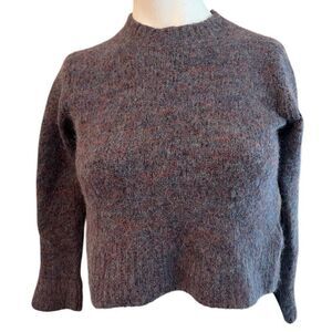 Vince Ladies Small Purple Marled Alpaca Blend Crew Neck Short Cropped Sweater